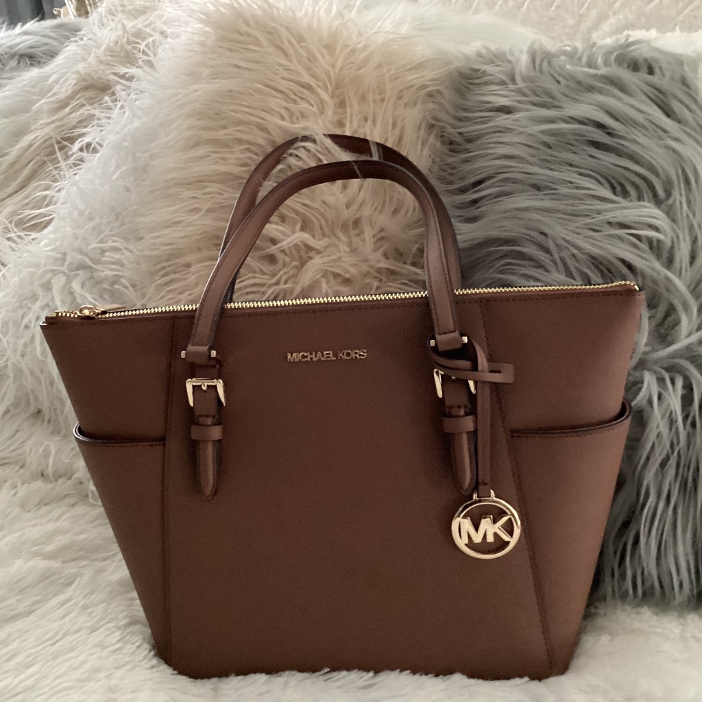 Michael Kors Charlotte Tote, Size Large, Color Luggage, Material Leather, Nwt